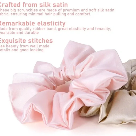 Silk Satin Large Scrunchies 3pk - Picture 2 of 4
